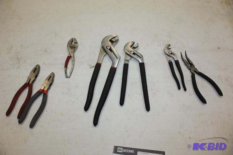 lot 289 image: (7) Miscellaneous Pliars Including Needle Nose Crescent Wrenches Flat Head Pliars And More.