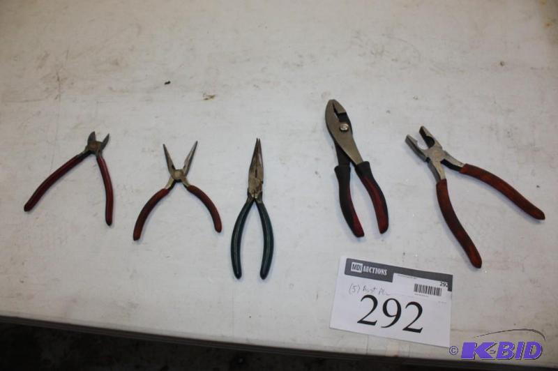 lot 292 image: (5) Miscellaneous Pliars Including Needle Noise Crescent Wrenches Flat Head Pliars And More.