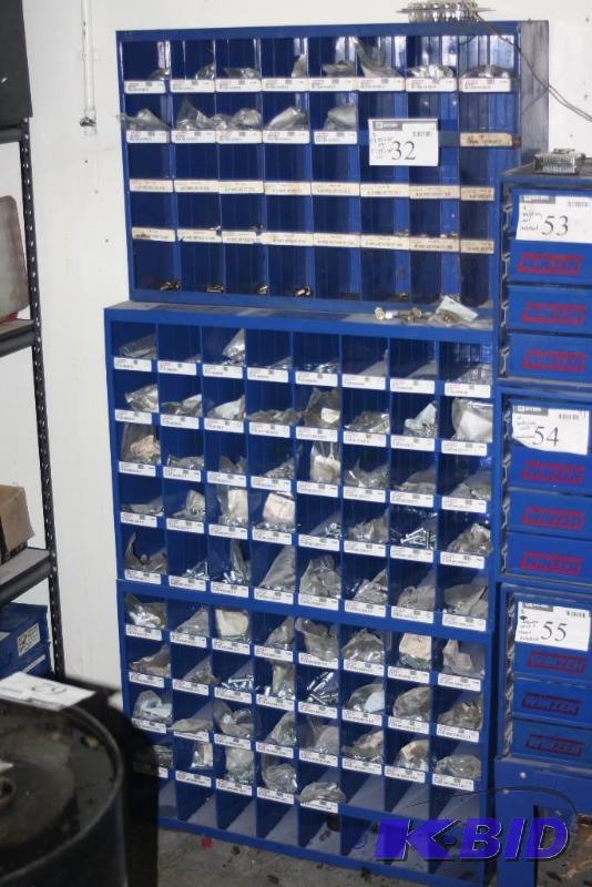 lot 32 image: (2) Organizational Shelving Units wMultiple Storage Cubbies Includes Contents Bolts.