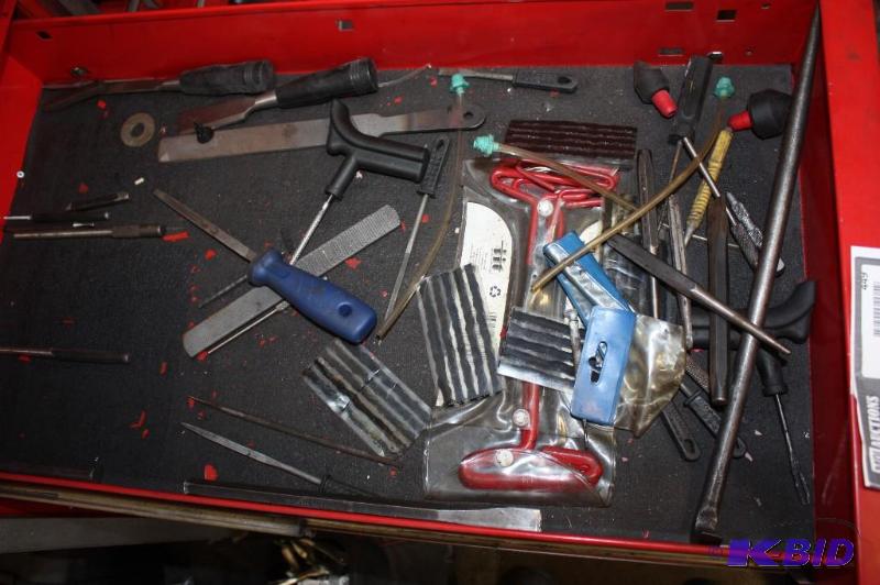 lot 449 image: Contents Of Drawer Including Metal Files Hex Key Sets Pry Bars And More.