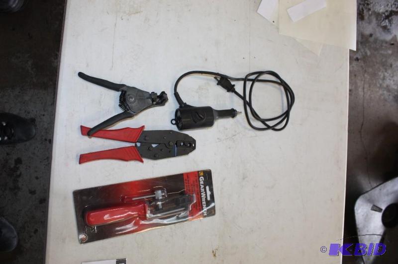 lot 457 image: Tool Lot Including Gear Wrench Blue-Point GA236A Engraver Wire Strippers And More.