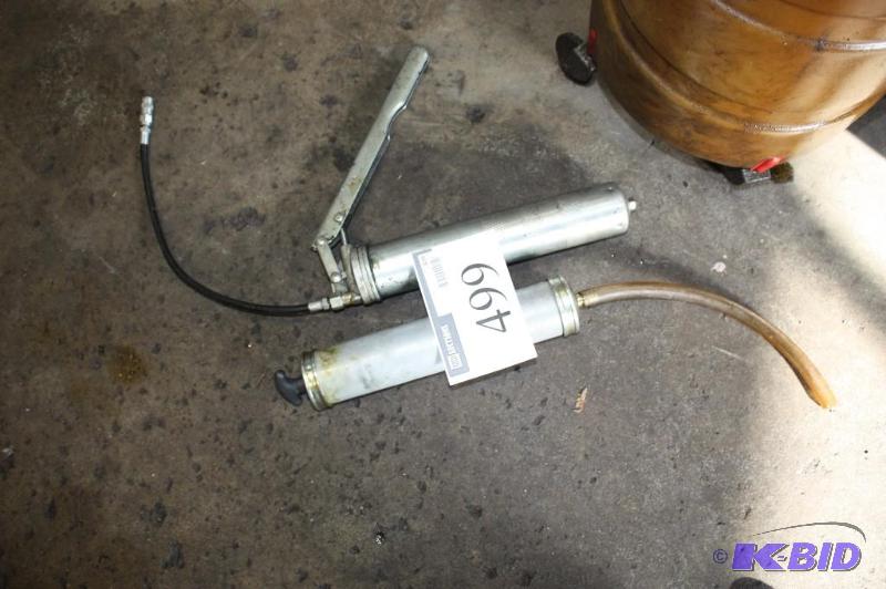 lot 499 image: Lot of (2) Grease Guns wFlexible Tube End & Pump Handle.