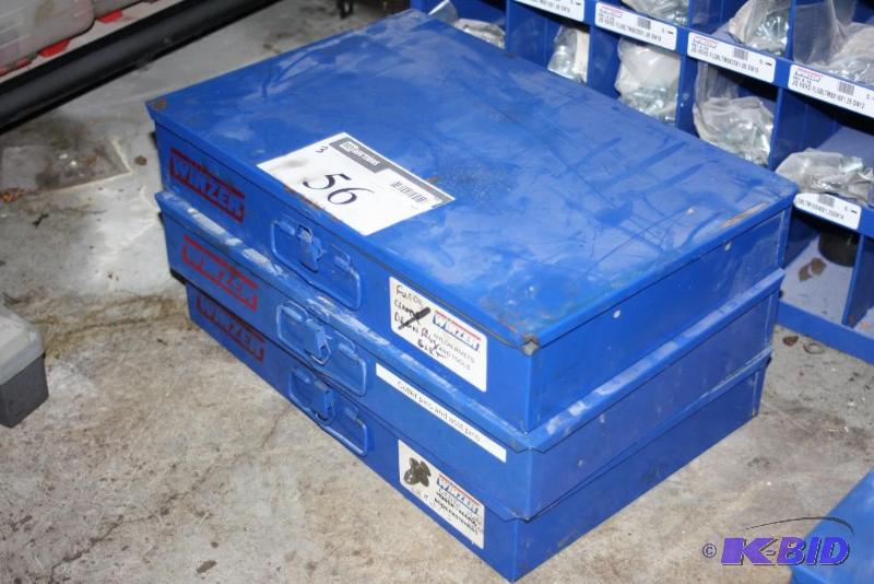lot 56 image: (3) Winzer Multi-Storage Shelving Unit Inserts wInsertable Trays & Winzer Guides