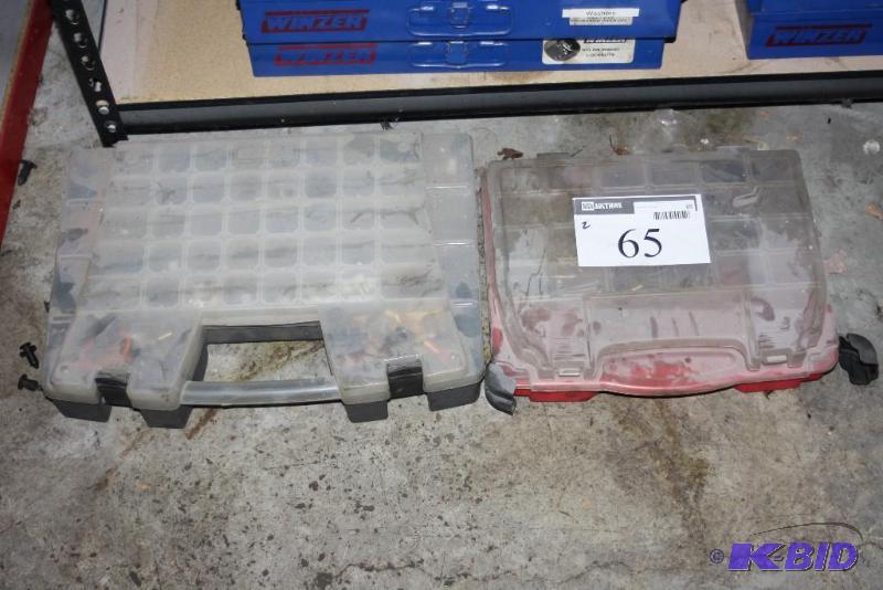 lot 65 image: (2) Plastic ContainersOrganizational Units wMultiple Compartments & Latching Lids.