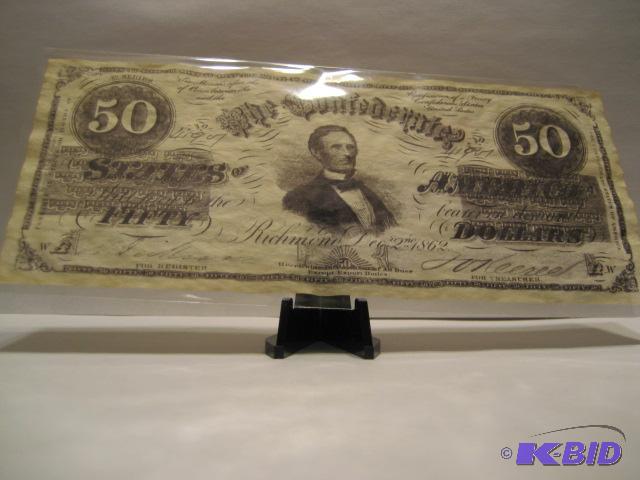 50 DOLLAR CONFEDERATE STATES OF AMERICA REPLICA NOTE, HIGH QUALITY REPLICA