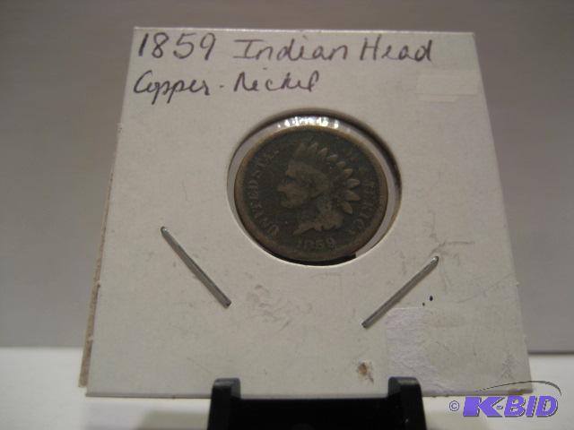 1859 INDIAN HEAD ONE CENT COIN, FIRST YEAR OF ISSUE