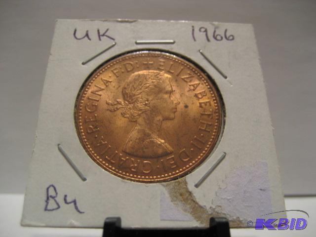 1966 GREAT BRITTAN ONE CENT, LARGE CENT UNCIRCULATED