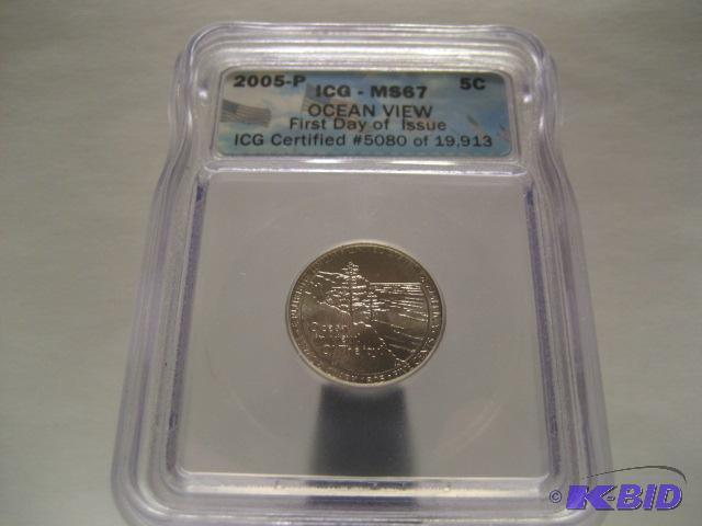 2005 P JEFFERSON NICKEL OCEAN IN VIEW SLABBED