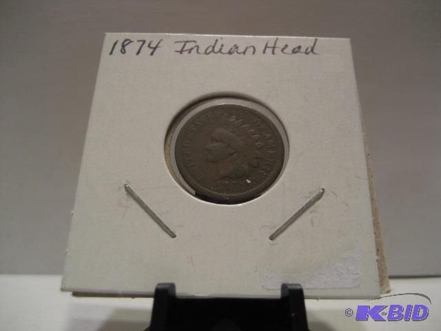 1874 INDIAN HEAD ONE CENT COIN