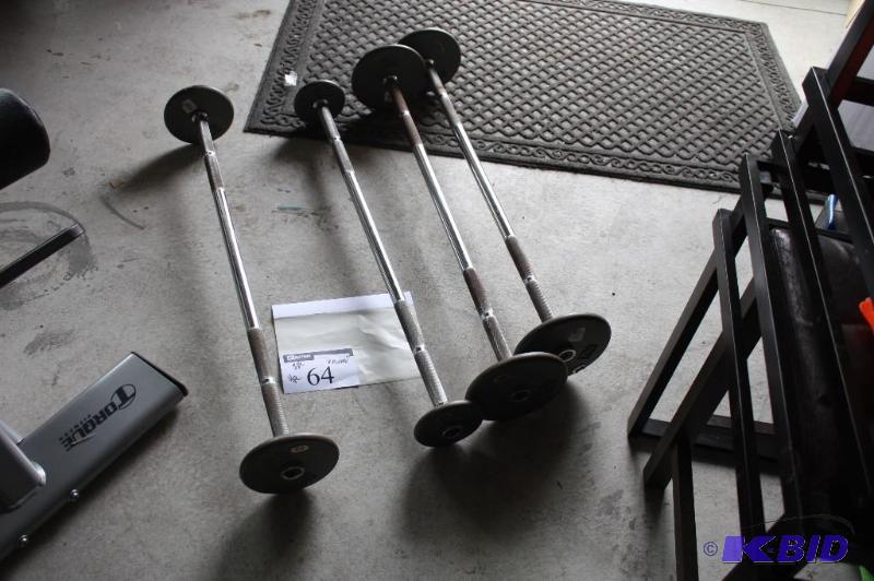 lot 64 image: 4 Pc Free Weight and Bar Set