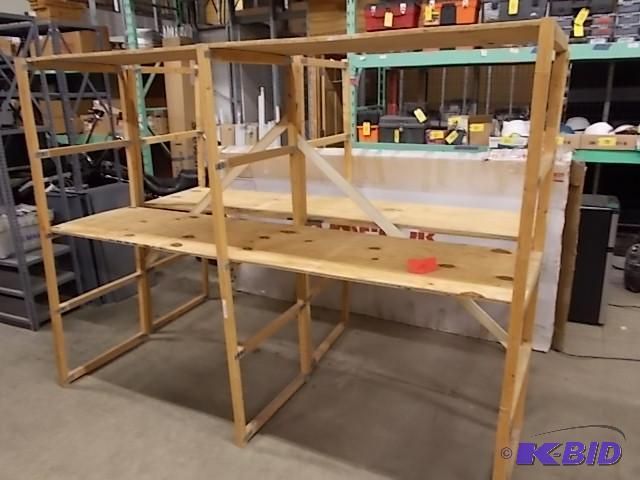 lot 101 image: Asstd Wood Shelf Units, 27 x 96 x 72, Includ...