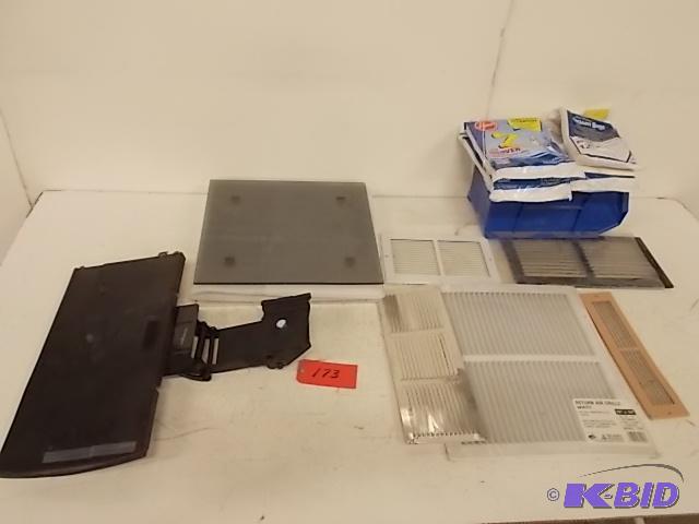 lot 173 image: Asstd Vacuum Bags, Glass Shelves, Vent Regis...