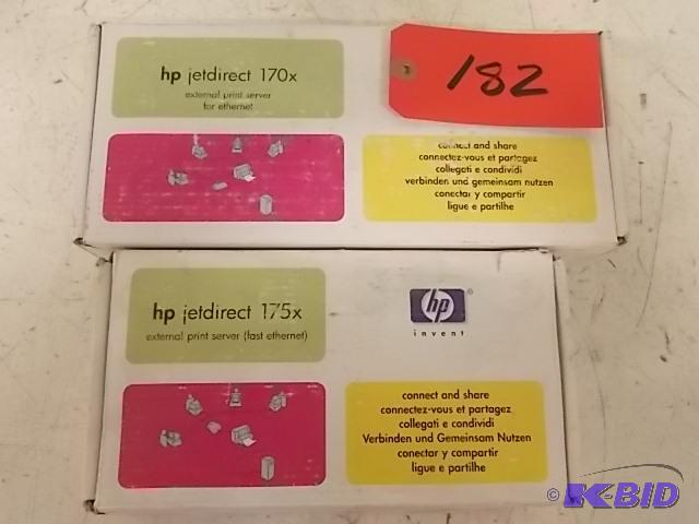 lot 182 image: (2) HP Jetdirect External Print Servers...