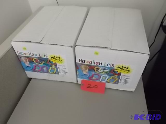 lot 20 image: (2) Boxes 144 ct. Hawaiian Leis...