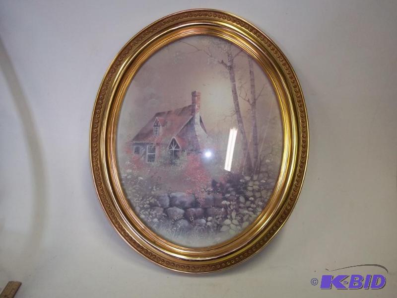 lot 105 image: Wall Hanging Print 12" Oval...
