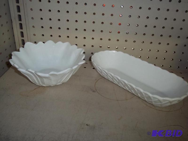 lot 241 image: Pair of Milk Glass bowls...