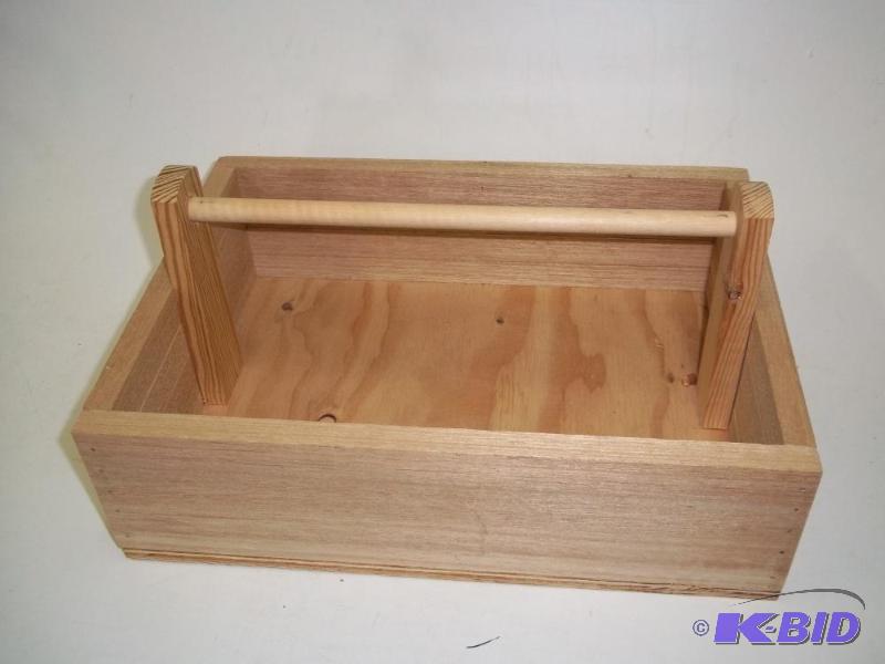 lot 3 image: Homemade Wood Tote with Handle...