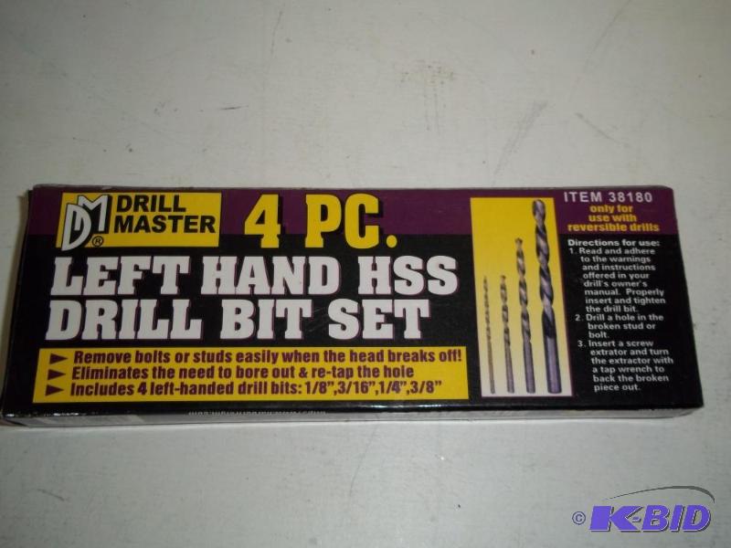 lot 51 image: NEW 4 Piece Left Hand Drill Bit set...