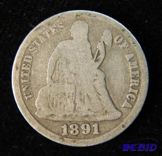 1891-S US Seated Liberty Dime