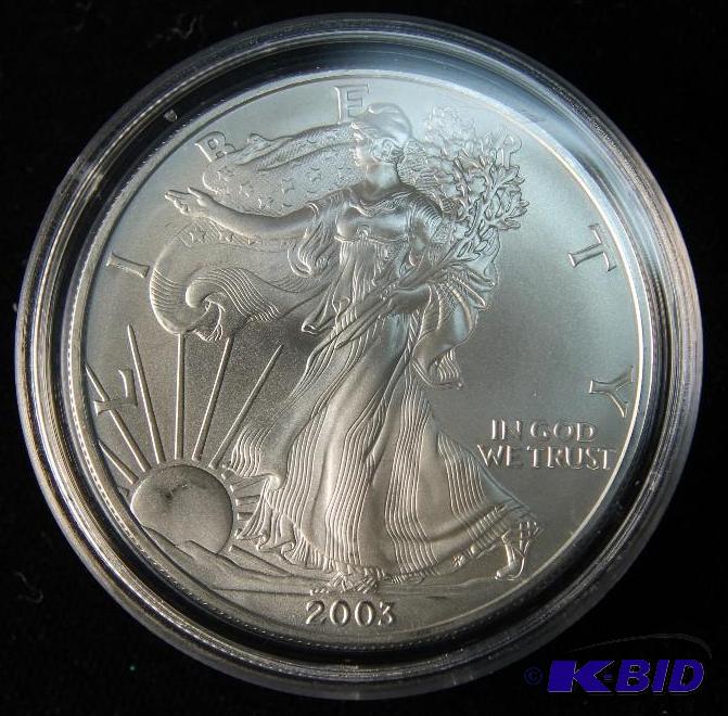 2003 US Silver Eagle 1oz .999 Fine Silver - BU in Holder