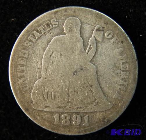 1891-O US Seated Liberty Dime
