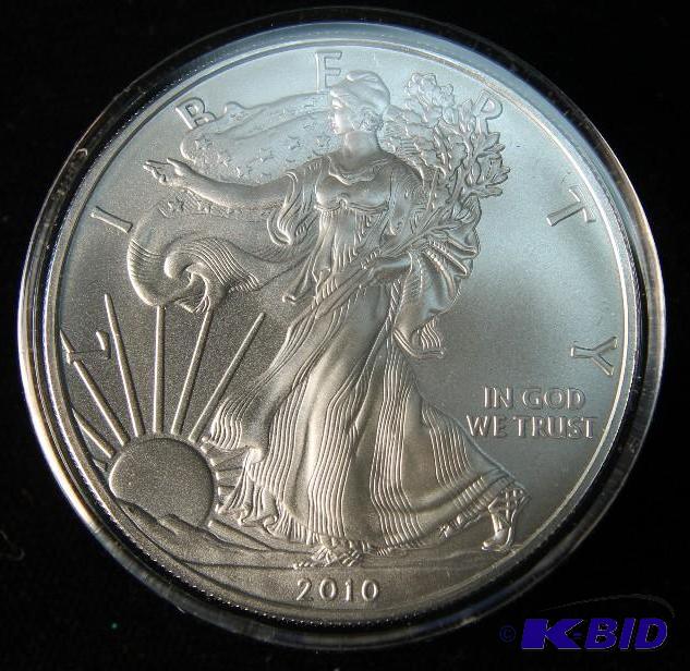 2010 US Silver Eagle 1oz .999 Fine Silver - BU in Holder