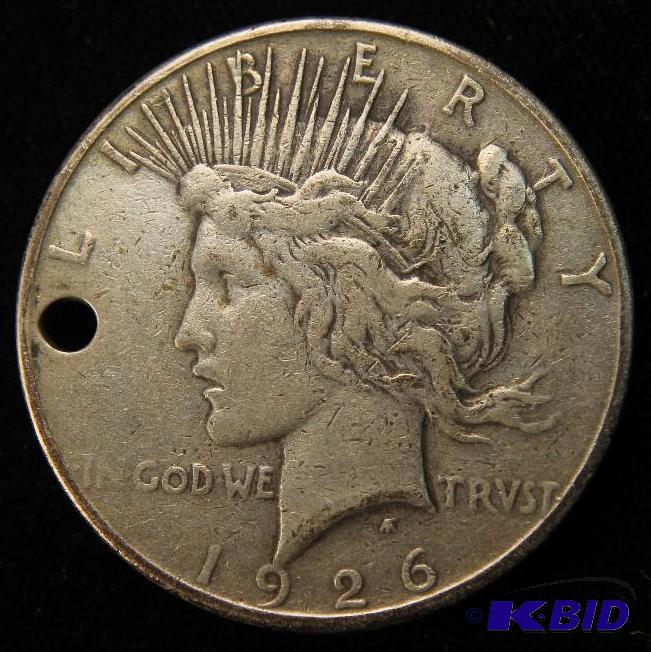 1926-S Peace Dollar holed