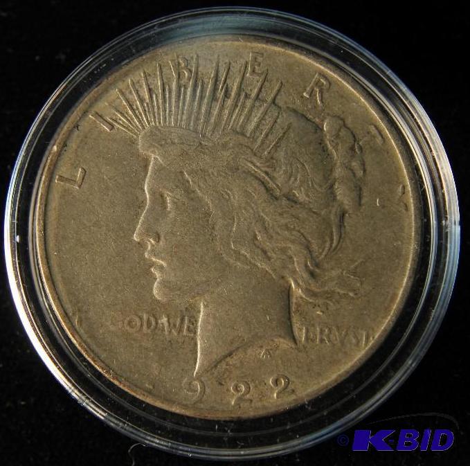 1922-D Peace Dollar VF in holder