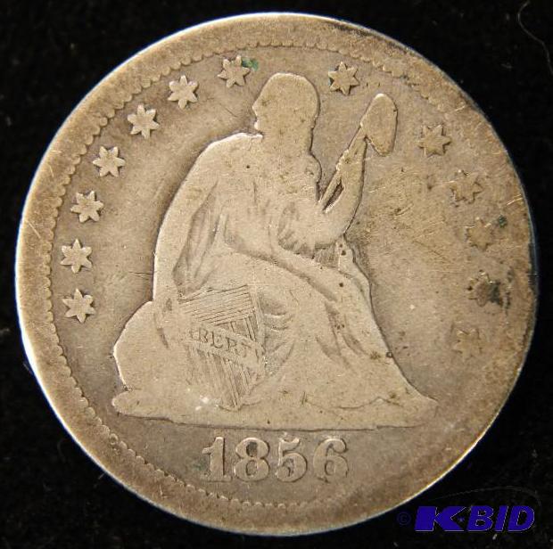 1856 Seated Liberty Quarter VG