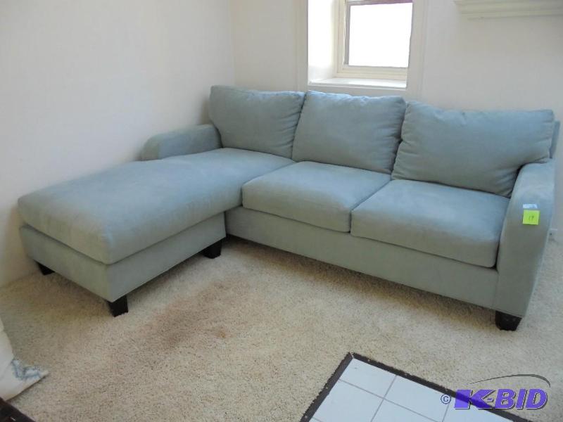 Sky blue micro fiber couch in good condition,...