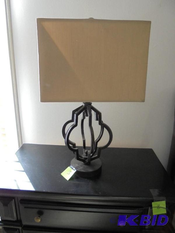 Wrought Iron table lamp with square lamp shad...