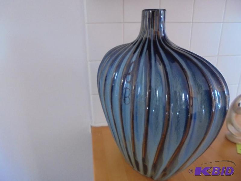 Decorative blue ceramic vase, approximately 1...