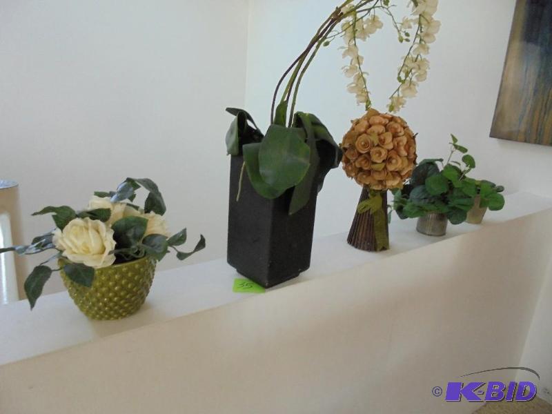 Lot of (5) artificial plants in planters. &nb...