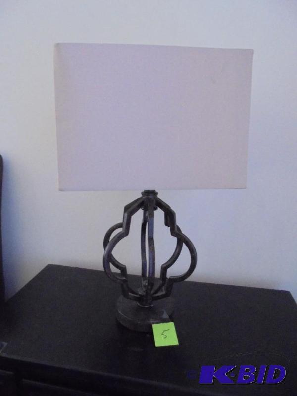 Wrought Iron table lamp with square lamp shad...