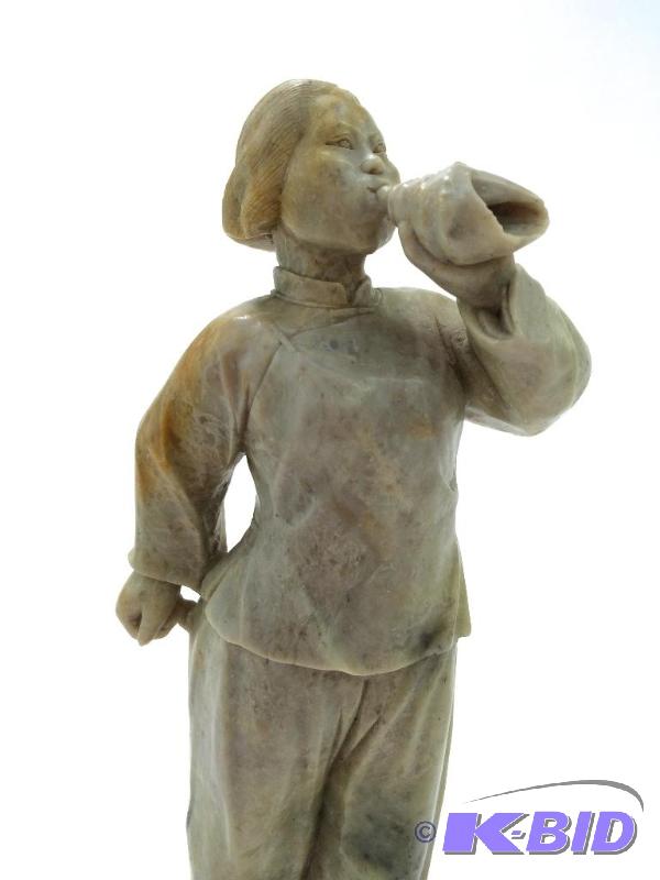 Jadeite orJade or Green Soapstone Figure of Standing Woman