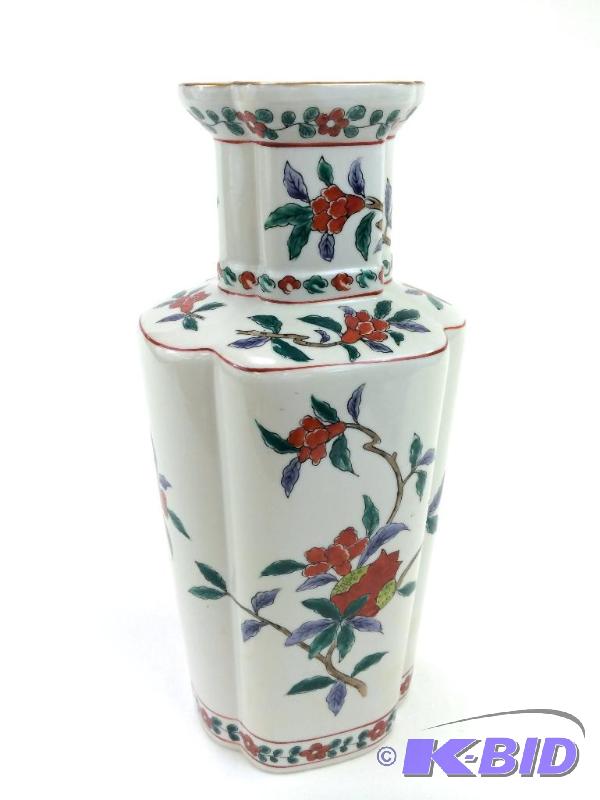 White Porcelain Vase with Floral Design