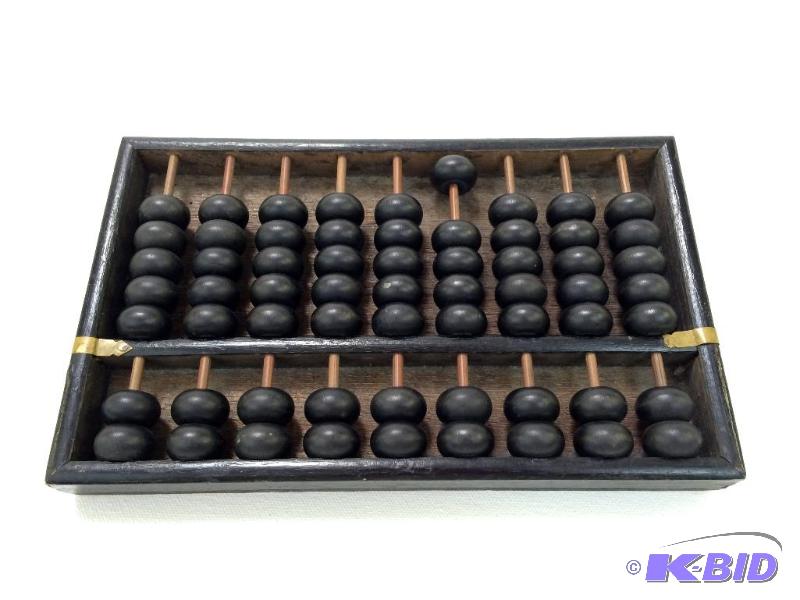 lot 4 image: Black Wooden Bead Abacus.  Measures 8 x 5  & is  1 deep.
