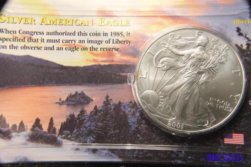 2001 US Silver Eagle 1oz .999 Fine Silver - BU in Littleton Package