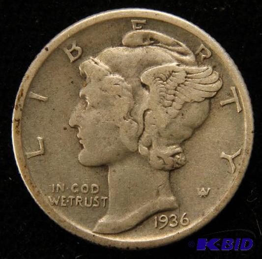 1936-d MERCURY DIME XF