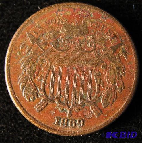 1869 TWO CENT PIECE FINE