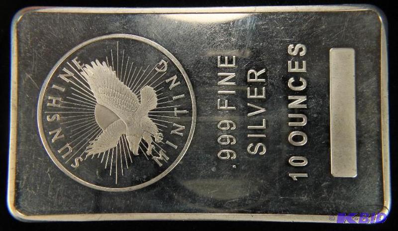 10 oz. SUNSHINE BAR .999 FINE SILVER