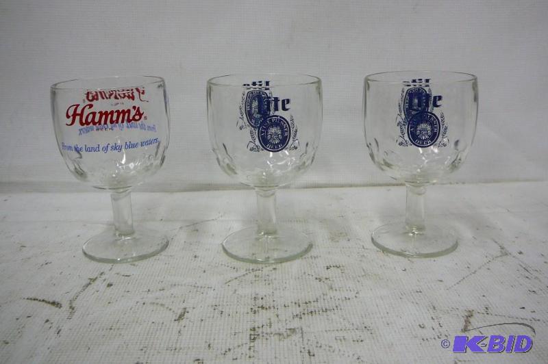 2 - MIller Light Beer 1 -Hamms Beer 1 - Glass...