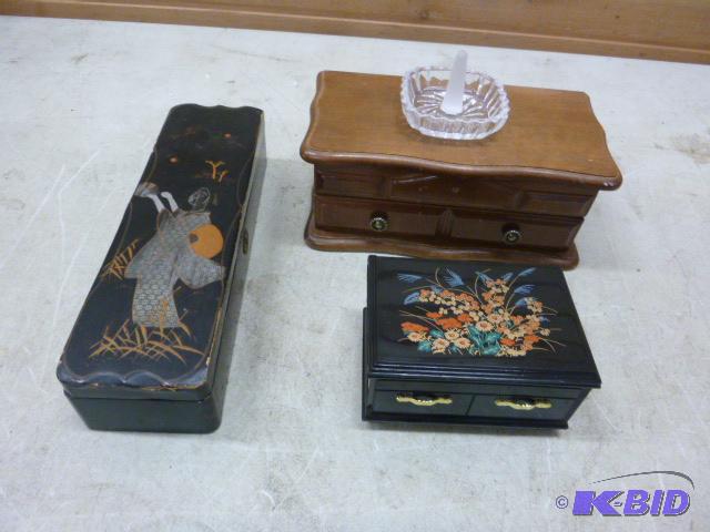 lot 111 image: Three Jewelry Boxes and Ring Holder Comes wit...