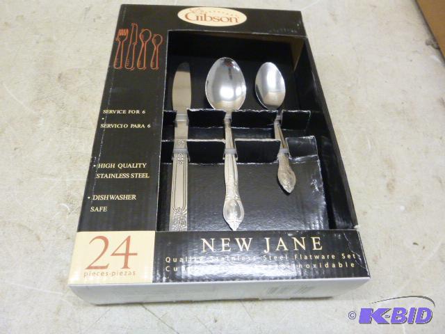 lot 56 image: Gibson 24 Piece Flatware Set New Jane, high q...