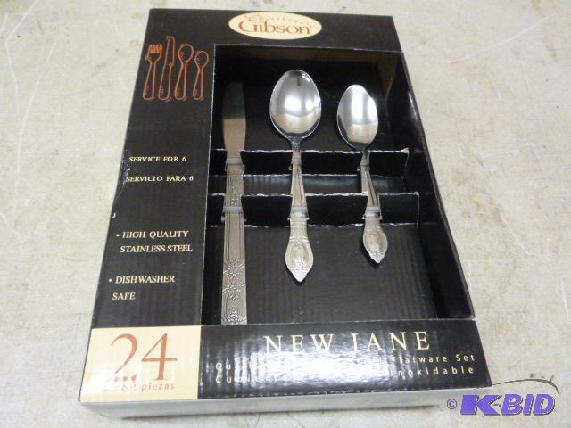 lot 57 image: Gibson 24 Piece Flatware Set New Jane, high q...