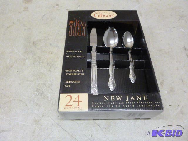 lot 58 image: Gibson 24 Piece Flatware Set New Jane, high q...