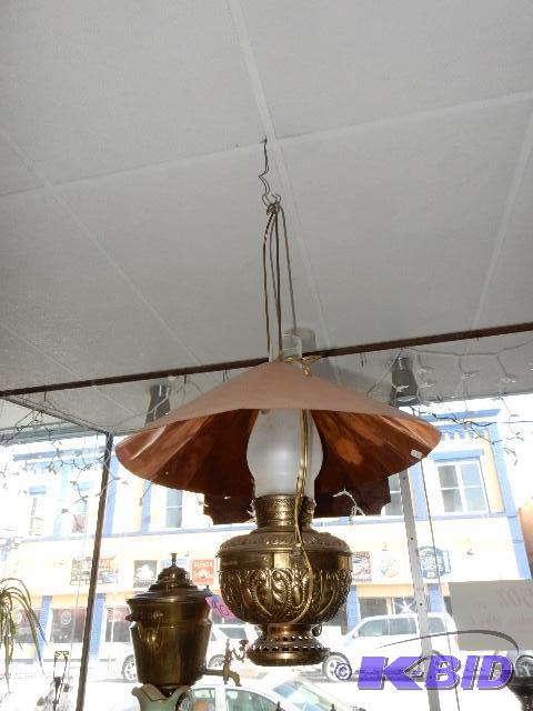 lot 1 image: Brass Kerosene Lamp