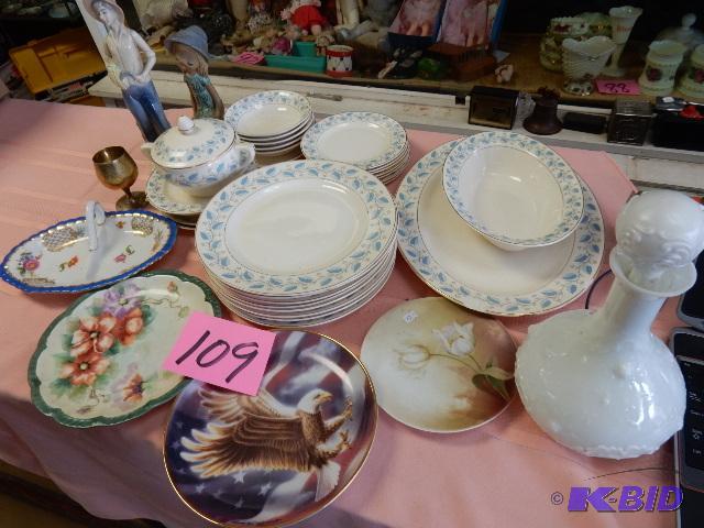 lot 109 image: HARKER China and other misc. plates, statues