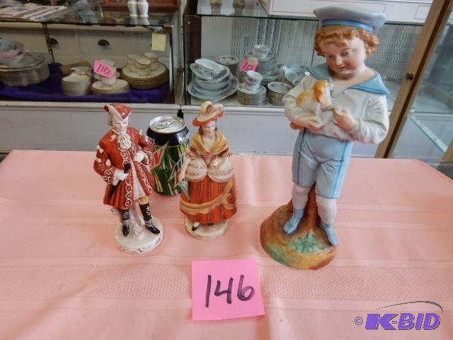 lot 146 image: 2  Goebel full crown Statues, Bisque Boyd and dog statue