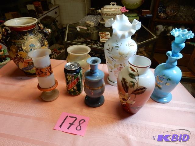 lot 178 image: Asian Theme vase with Lion handles  Misc. Bristol Vases
